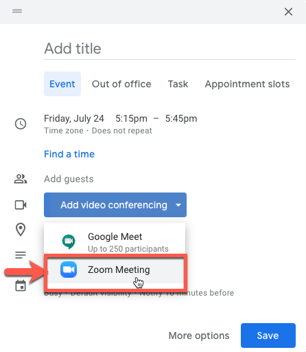 Scheduling a Zoom Meeting from Zoom or Google Calendar